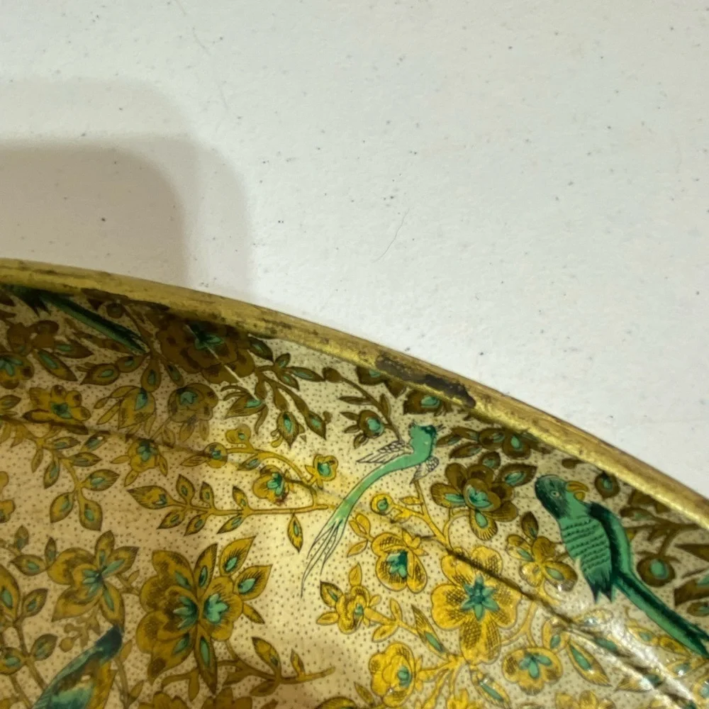 Vtg Registered Celebrate Japan Paper Mache Platter Gold Accent Birds and…